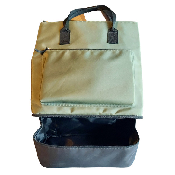 DSW NWOT Olive Green and Black Backpack Tote Separate Soiled Items Compartment - Picture 3 of 6